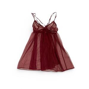 NWT Victoria’s Secret lace babydoll mesh sheer nightie top adjustable strap Sz L